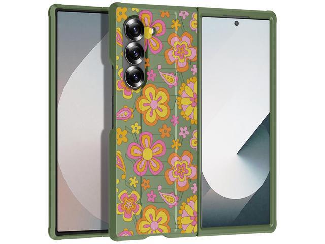 Case for Samsung Galaxy Z Fold 6, Tactical Hybrid Cover - Retro Flower Design