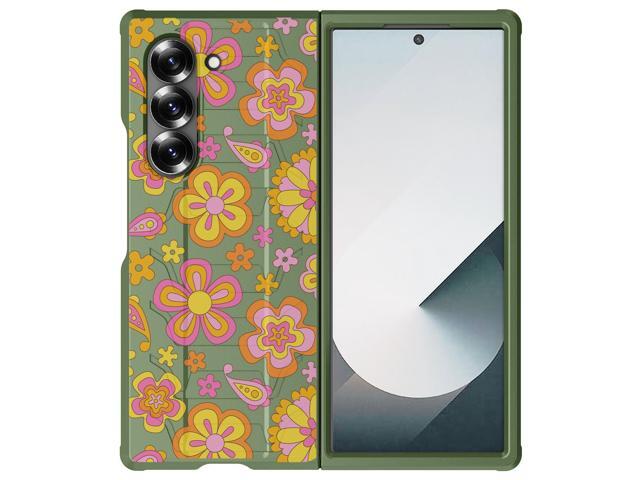Case for Samsung Galaxy Z Fold 6, Tactical Hybrid Cover - Retro Flower Design