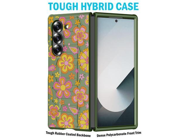 Case for Samsung Galaxy Z Fold 6, Tactical Hybrid Cover - Retro Flower Design