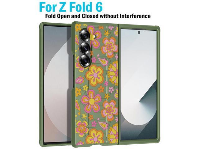 Case for Samsung Galaxy Z Fold 6, Tactical Hybrid Cover - Retro Flower Design