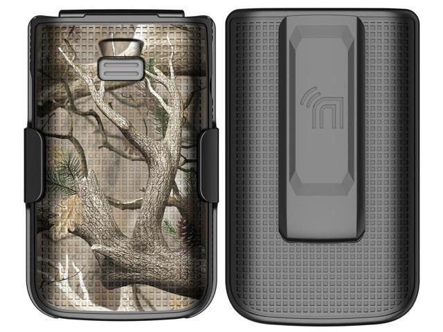 Hard Case and Belt Clip Holster Holder Combo for TCL Flip 3 Phone - Bush Camo