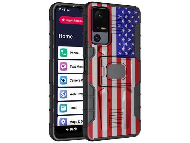 Rugged Case with Ring Grip Stand for Jitterbug Smart 4 / TCL 40XL - USA Flag