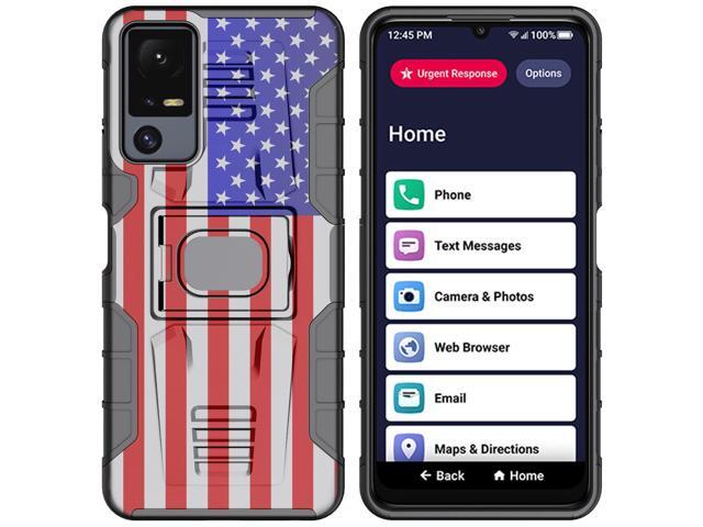 Rugged Case with Ring Grip Stand for Jitterbug Smart 4 / TCL 40XL - USA Flag