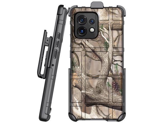 Outdoor Camo Tree Real Woods Case Belt Clip Holster for Motorola Edge Plus 2023