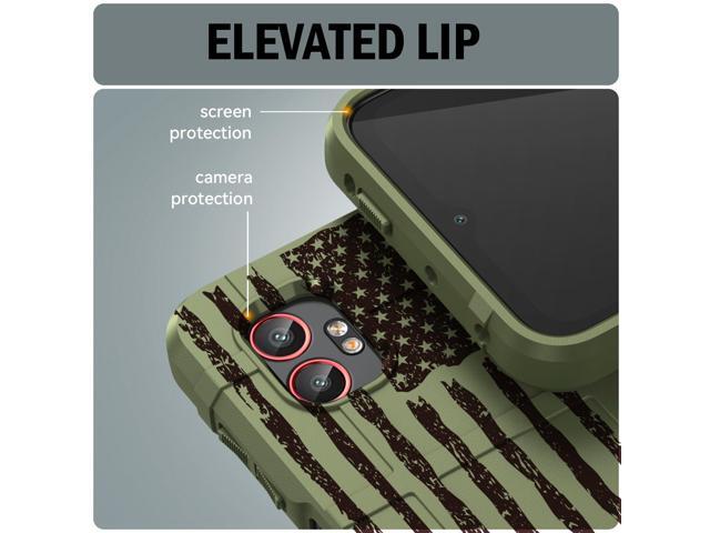 Rugged Shield Case for Samsung Galaxy XCover 7 Pro Phone - Army Green USA Flag