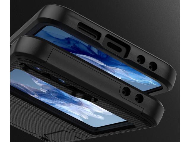 Hybrid Case for Galaxy Z Flip 7 FE & Z Flip 6 w/ Hinge Protection - Carbon Fiber