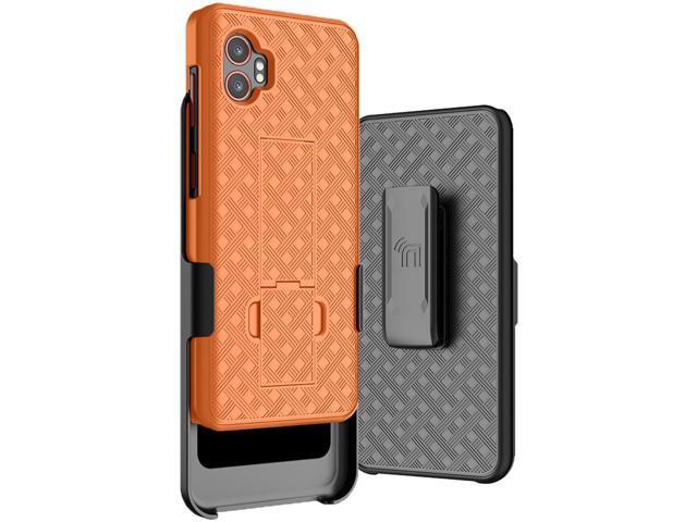 Slim Hard Case Stand Belt Clip Holster for Galaxy XCover 7 Pro Phone - Orange