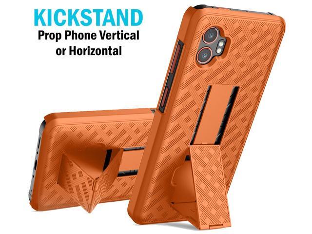 Slim Hard Case Stand Belt Clip Holster for Galaxy XCover 7 Pro Phone - Orange