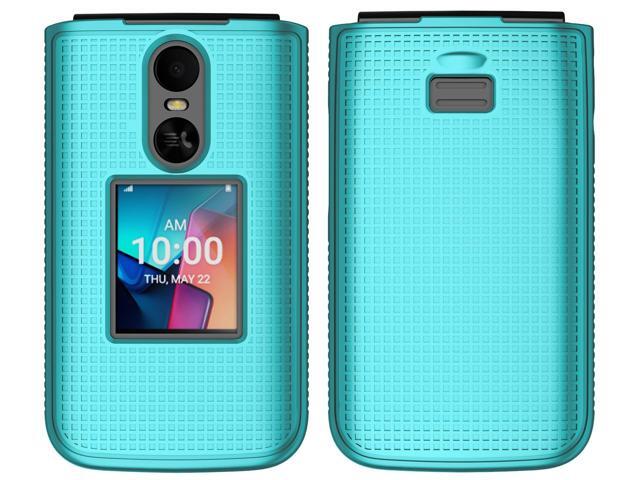 Grid Texture Hard Case Slim Cover for TCL Flip 4 Phone - Teal Mint Cyan