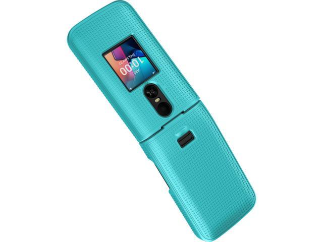 Grid Texture Hard Case Slim Cover for TCL Flip 4 Phone - Teal Mint Cyan