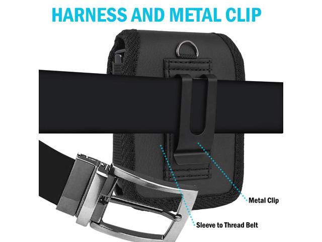 Black Leather Pouch Belt Clip Harness for Z Flip 7, RAZR Ultra 2025 (Fits Case)