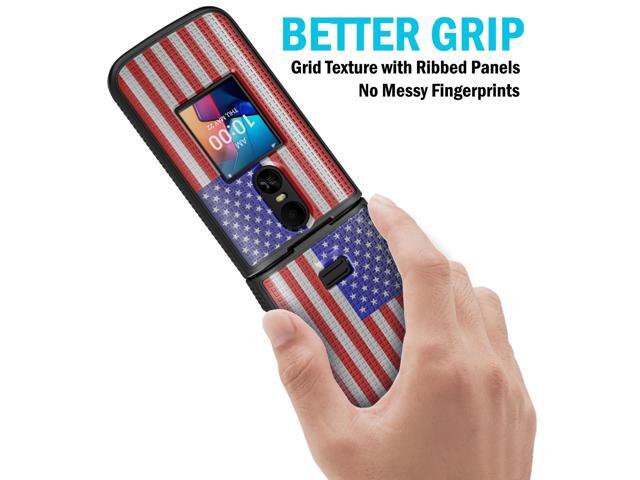 Grid Texture Hard Case Slim Cover for TCL Flip 4 Phone - USA American Flag