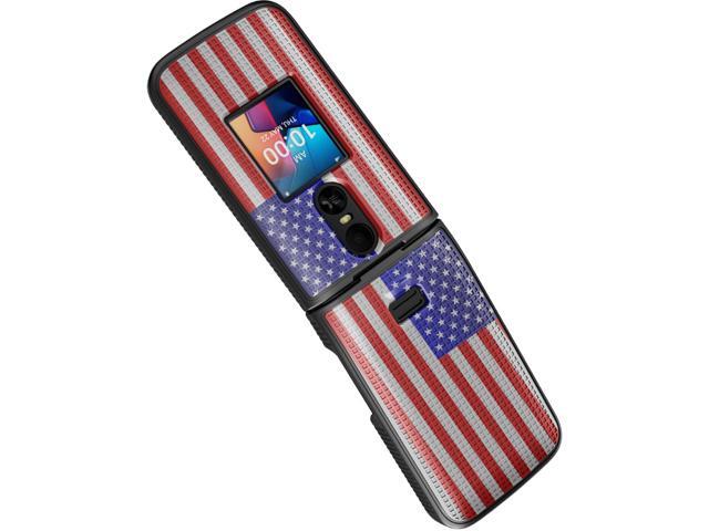 Grid Texture Hard Case Slim Cover for TCL Flip 4 Phone - USA American Flag