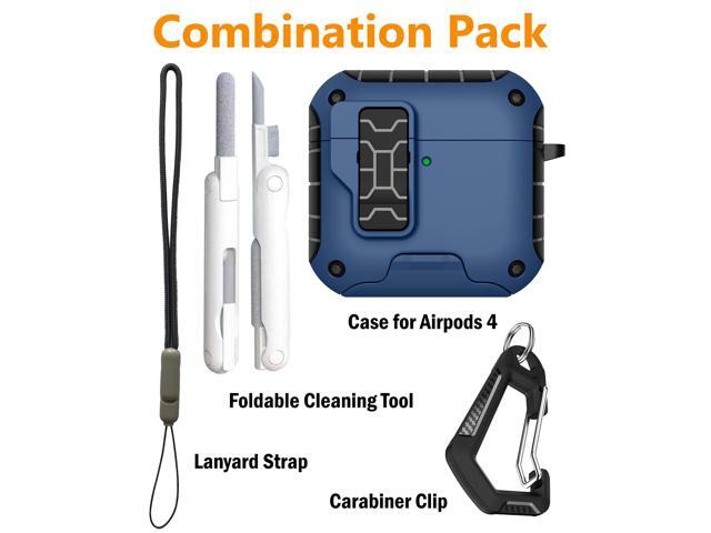 Magnetic Rugged Case for Airpods 4 (Stand/Clip/Lanyard/Tool) - Midnight Blue