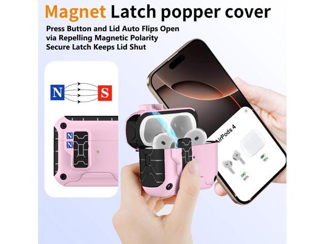 Magnetic Rugged Case for Airpods 4 (Stand/Clip/Lanyard Strap/Kit) - Baby Pink