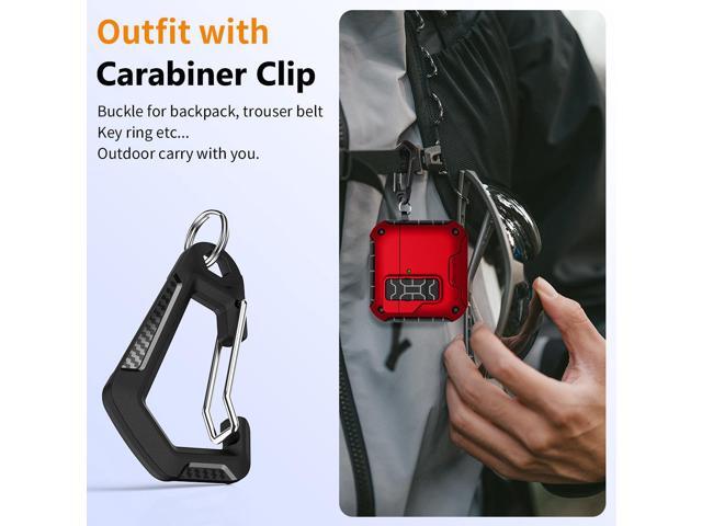 Magnetic Rugged Case for Airpods 4 (Stand/Clip/Lanyard/Cleaning Kit) - Bold Red