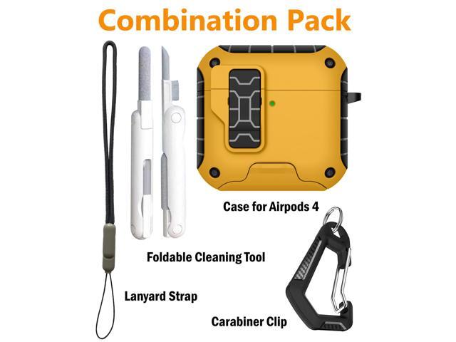 Magnetic Rugged Case for Airpods 4 (Stand/Clip/Lanyard/Kit) - Caution Yellow