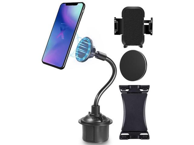Triple Threat Car Cup Holder Phone Mount Universal - Adjustable/Padded/Magnetic