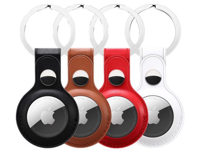 4-Pack Vegan Leather Case Cover with Keychain Ring Attachment for Apple Airtags