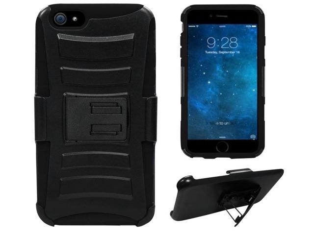 BLACK HEAVY DUTY ARMOR SKIN CASE BELT CLIP HOLSTER FOR APPLE iPHONE 6 PLUS 5.5'