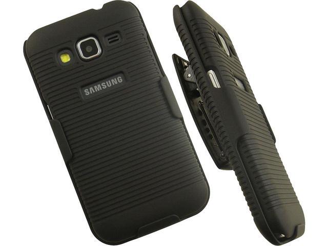 BLACK HARD CASE COVER BELT CLIP HOLSTER STAND FOR SAMSUNG GALAXY PREVAIL LTE