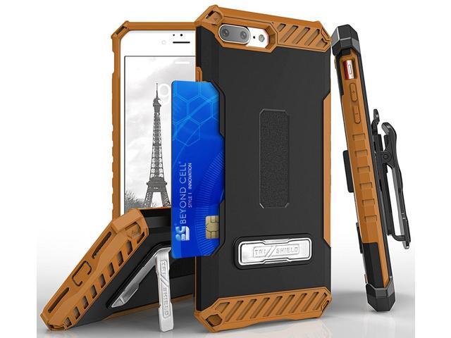 BROWN TRI-SHIELD RUGGED CASE BELT CLIP HOLSTER STRAP STAND FOR iPHONE 7/8 PLUS