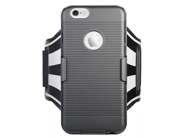 BLACK CASE COVER + ARMBAND STRAP COMBO ROTATING/REFLECTIVE FOR iPHONE 6 6s
