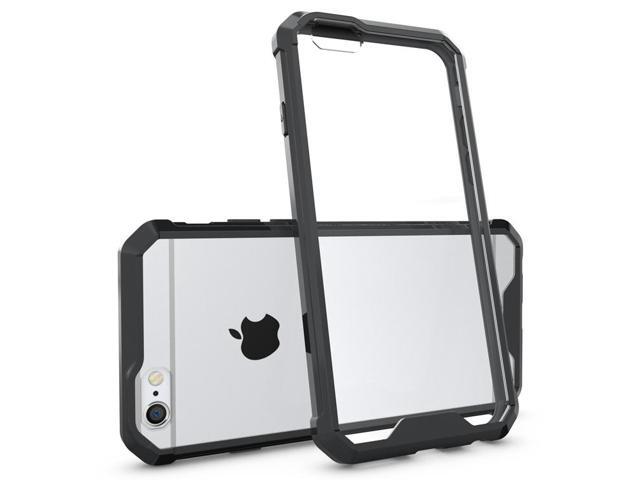 BLACK/CLEAR TRANSPARENT ANTI-SHOCK TPU CASE HARD COVER FOR APPLE iPHONE 6 PLUS