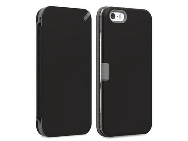 PUREGEAR BLACK FOLIO WALLET CASE COVER CARD SLOT STAND FOR iPHONE 5 5s SE (2016)