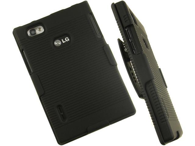 NEW BLACK HARD CASE + BELT CLIP HOLSTER STAND FOR VERIZON LG INTUITION VS950