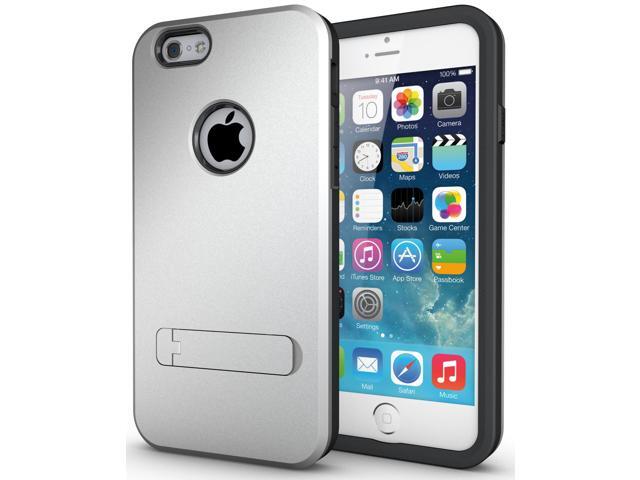 SILVER SLIM TOUGH SHIELD MATTE ARMOR HYBRID CASE COVER SKIN FOR iPHONE 6 (4.7')