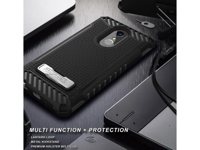 Tri-Shield Black Case Cover Stand + Belt Clip Holster for LG Q Stylus, Stylo 4