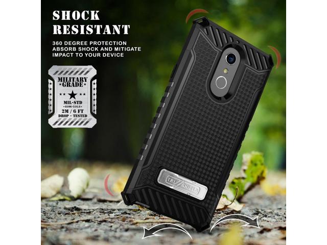 Tri-Shield Black Case Cover Stand + Belt Clip Holster for LG Q Stylus, Stylo 4