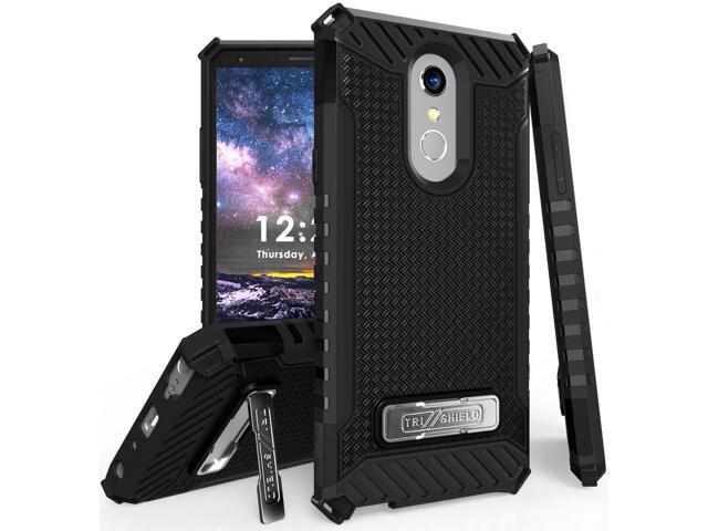 Tri-Shield Black Rugged Case Cover Kickstand Strap for LG Q Stylus, Stylo 4