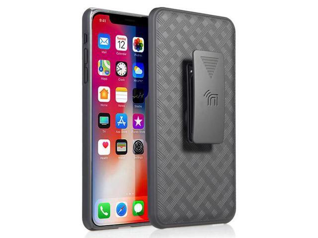 Black Case Kickstand Cover + Belt Clip Holster for Apple iPhone XR 6.1'