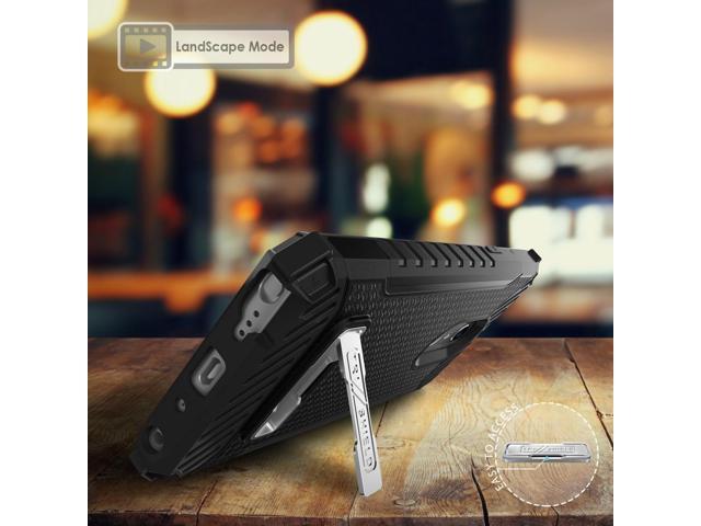 Tri-Shield Black Case Cover Stand + Belt Clip Holster for LG Q Stylus, Stylo 4