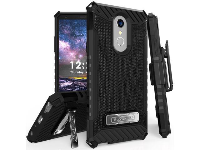 Tri-Shield Black Case Cover Stand + Belt Clip Holster for LG Q Stylus, Stylo 4
