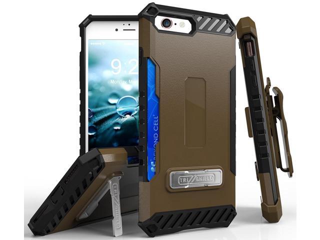 Tan Brown Case Stand Wallet Card Slot Strap Belt Clip Holster for iPhone 8, 7