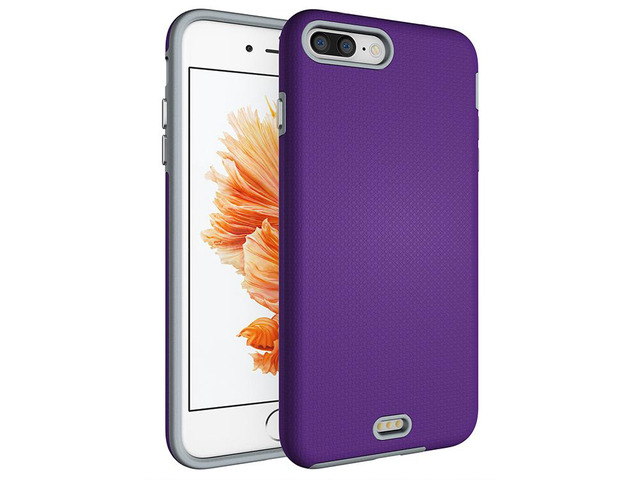 ANTI-SLIP PURPLE TEXTURED GRIP SKIN HARD CASE COVER FOR APPLE iPHONE 7/8 PLUS +