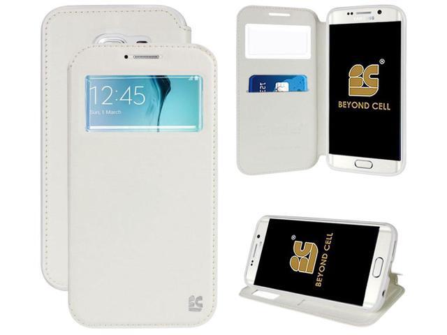 WHITE INFOLIO WINDOW WALLET CREDIT ID CARD CASE STAND FOR SAMSUNG GALAXY S6 EDGE