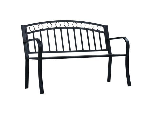 Photos - Garden Furniture VidaXL Outdoor Patio Bench Garden Park Steel Bench with Armrests Black Ste 