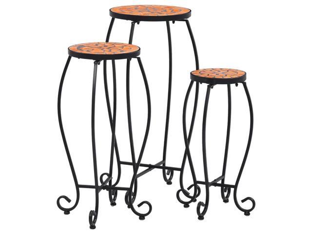 vidaXL Table 3 Pcs Mosaic Table Plant Table Flower Pot Stand Terracotta Ceramic