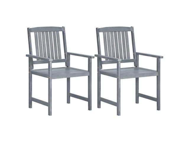 Photos - Garden Furniture VidaXL Patio Chairs 2 Pcs Dining Chair with Armrest Solid Wood Acacia Gray 