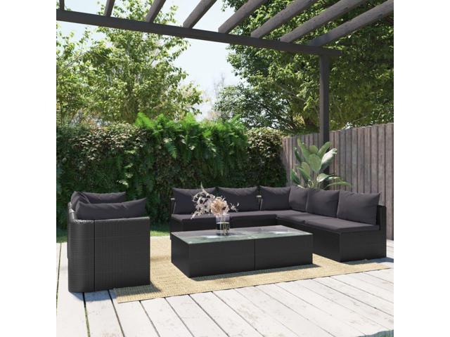 Photos - Garden Furniture VidaXL Patio Lounge Set Outdoor Sofa Set with Cushions 9 Piece PE Rattan B 
