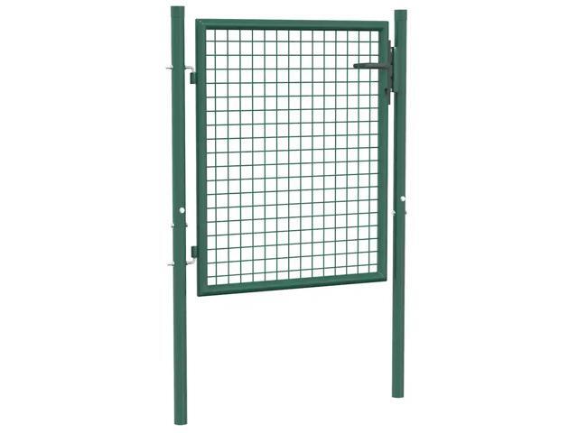 vidaXL Fence Gate Steel 29.5' Green Outdoor Backyard Privacy Border Enclosure