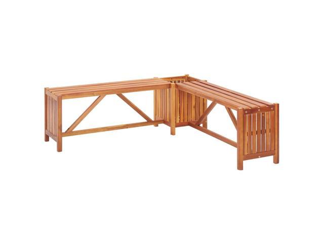 Photos - Chair VidaXL Solid Acacia Wood Patio Corner Bench with Planter 46' Garden Seatin 
