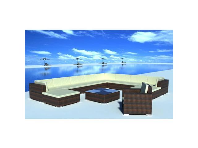 Photos - Garden Furniture VidaXL Patio Furniture Set 12 Piece Sofa with Coffee Table Poly Rattan Bro 