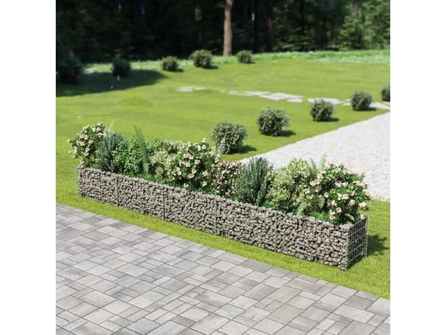 vidaXL Gabion Raised Bed Galvanized Steel 177.2' Raised Garden Bed Flower Box