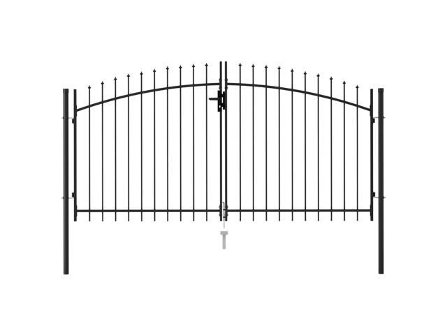 vidaXL Fence Gate Double Door with Spike Top Steel 9.8'x4.9' Black Stockade