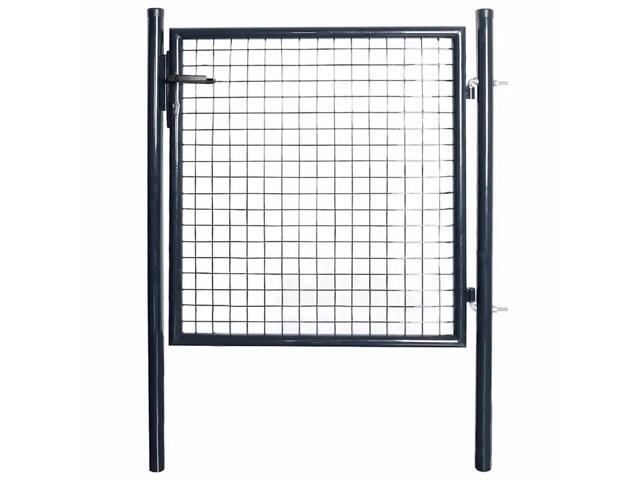vidaXL Mesh Garden Gate Galvanized Steel 33.7' Gray Privacy Border Enclosure